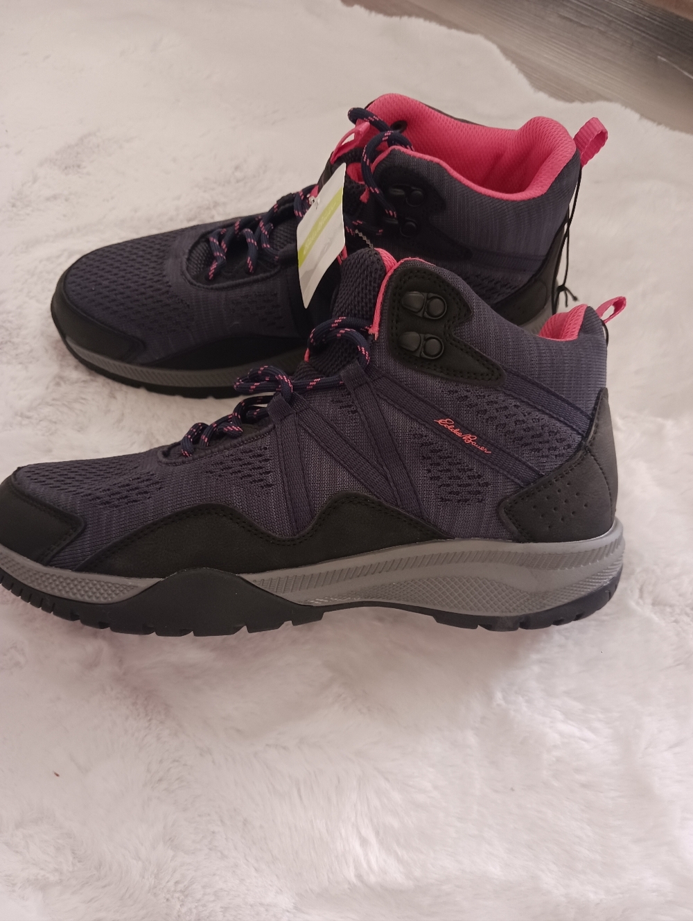 Eddie Bauer Women's Gray and Pink Mid-Top Trail Sneakers